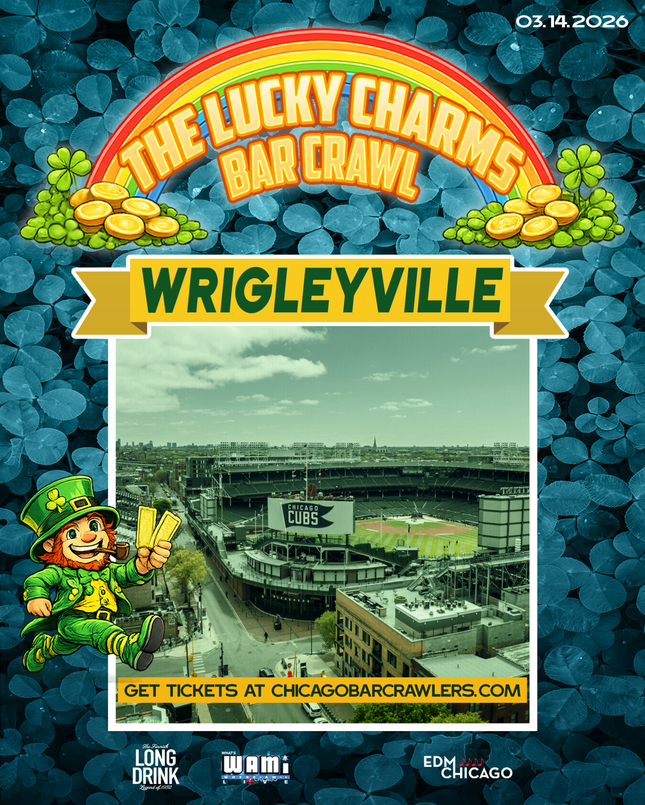 🍀 St. Patrick's Day Lucky Charms Wrigleyville Bar Crawl 🍀