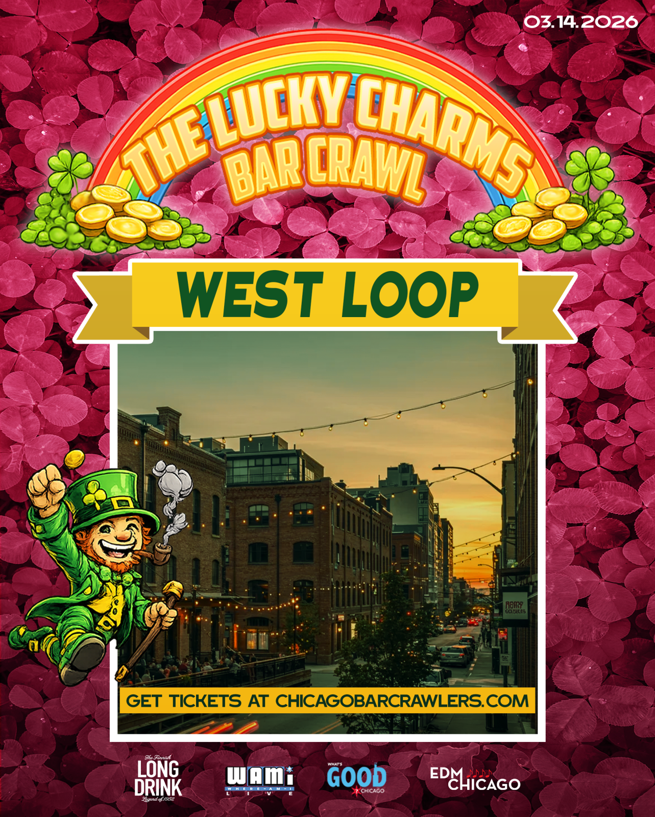 🍀 🌈  St. Patrick's Day Lucky Charms West Loop Bar Crawl 🍀