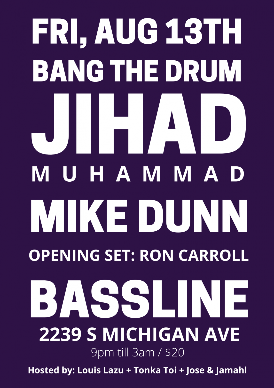 "We" Group Chicago presents BANG THE DRUM with JIHAD MUHAMMAD & MIKE DUNN